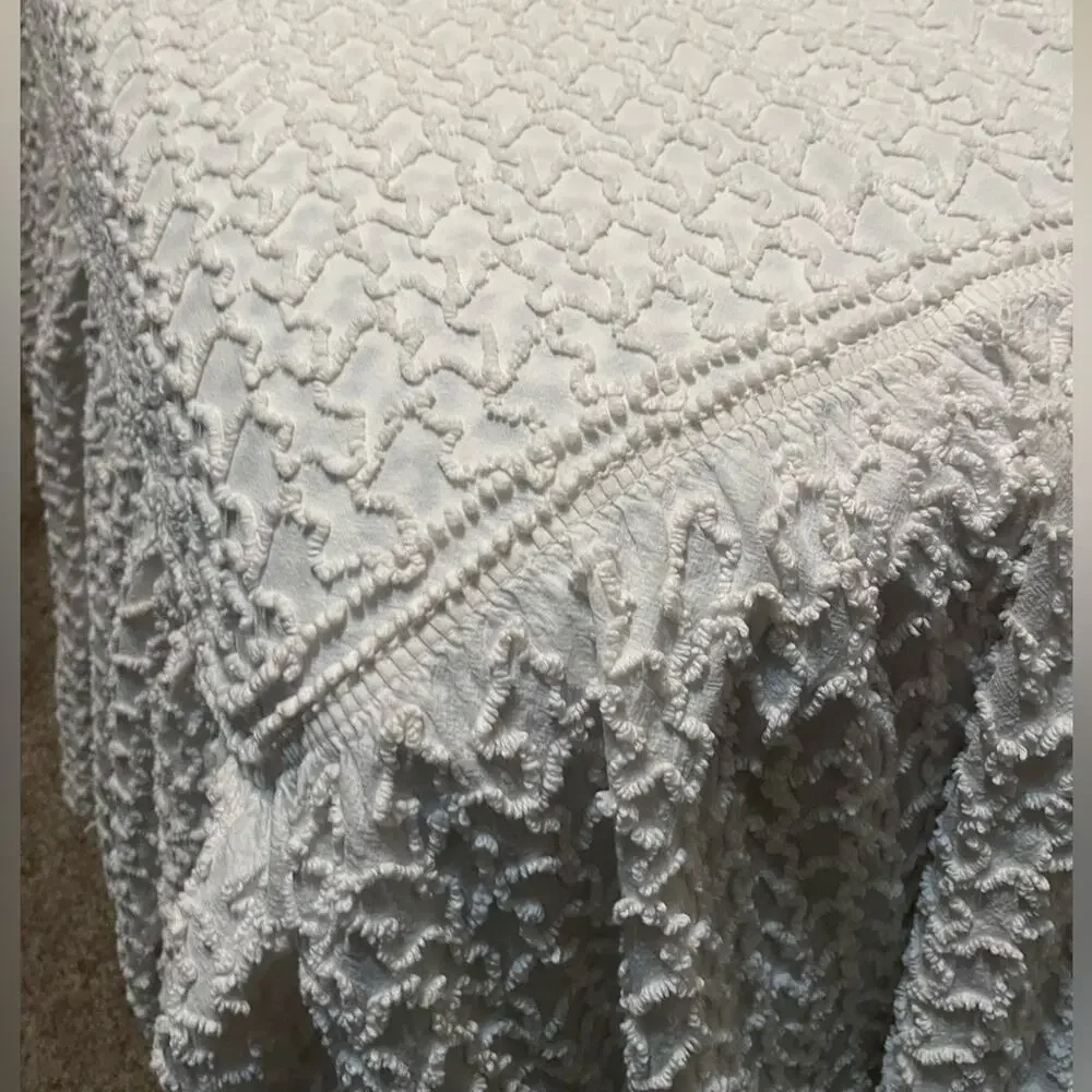 50s chenille bedspread white